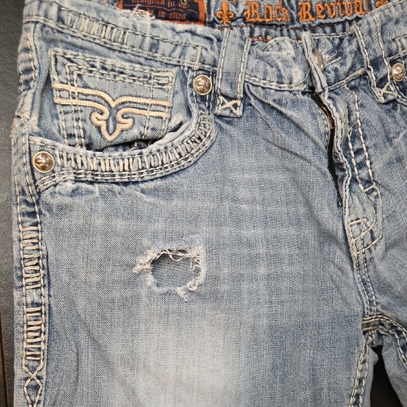 Rock Revival Boot Cut Ripped Jeans in Light Blue - Picture 5 of 16